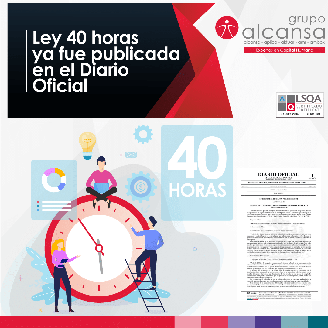 Ley 40 horas ya fue publicada en el Diario Oficial - Grupo Alcansa